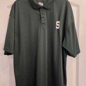 J. America Forest Green Polo with White 'S' Chest Embroidery